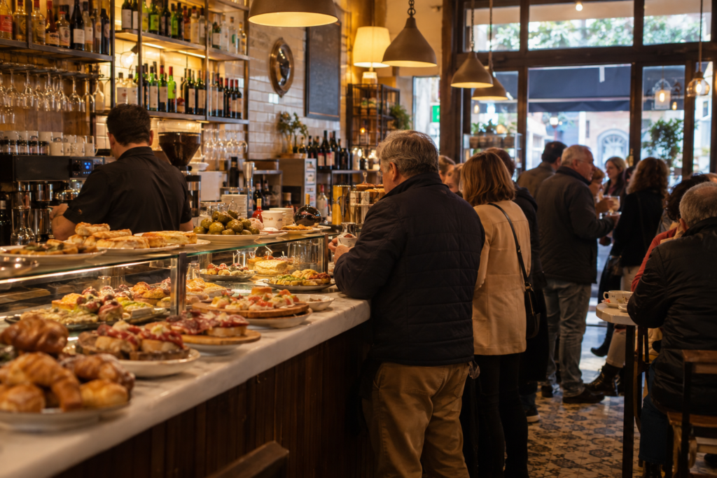 Ambiente de una cafetería española, diferencia cultural con Corea