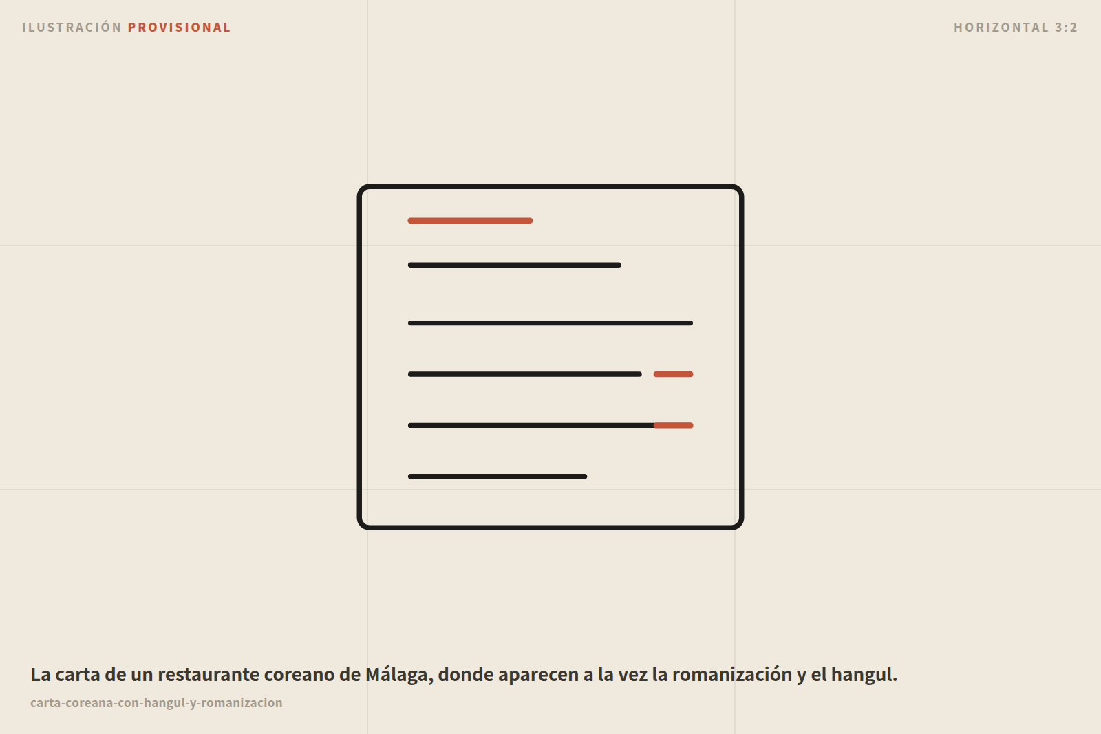Una carta coreana con el hangul y la romanización juntos