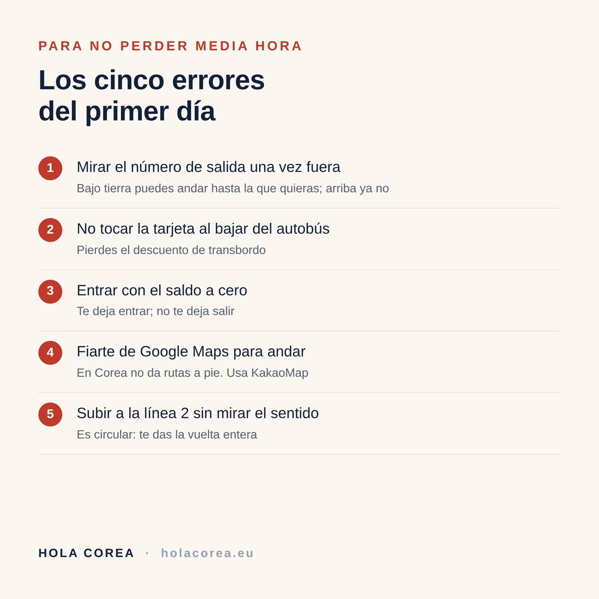 Los cinco errores del primer día en el metro de Seúl