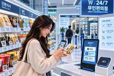 Tienda de conveniencia sin personal abierta las 24 horas en Corea